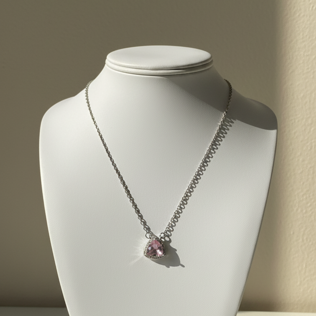 Triangular Zircon Diamond Necklace