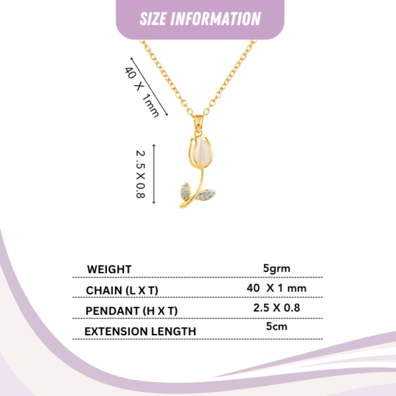 18k Gold Plated Rose Pendant Necklace