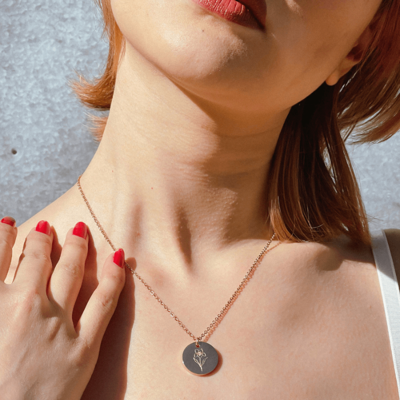 Birth Flower & Birth Stone Necklace