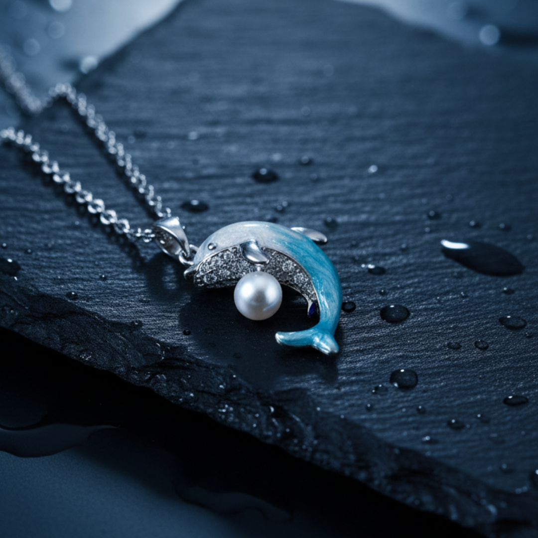 Dancing Dolphin Pearl Necklace