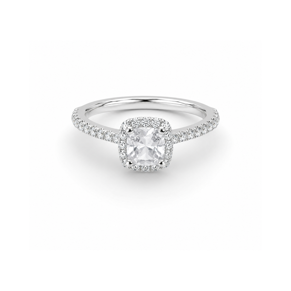 Pave Halo Cushion-Cut Ring