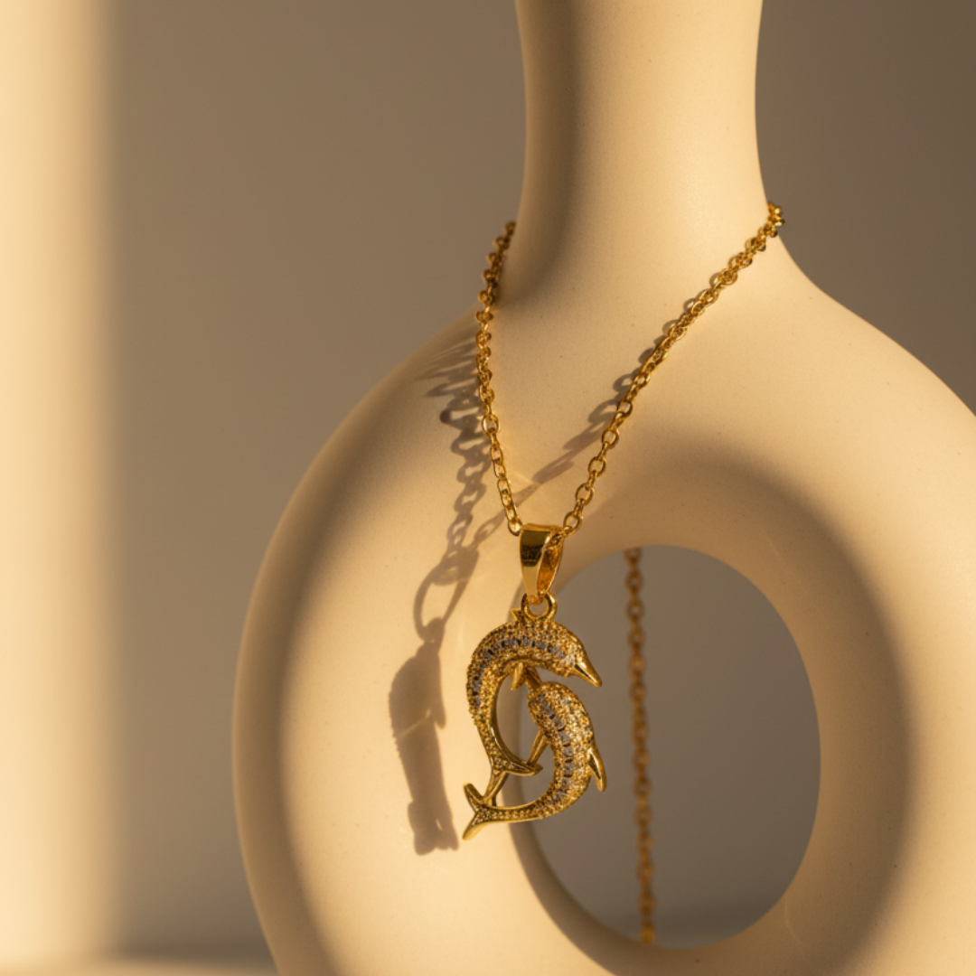 Dainty Dolphins Zircon Diamond Necklace