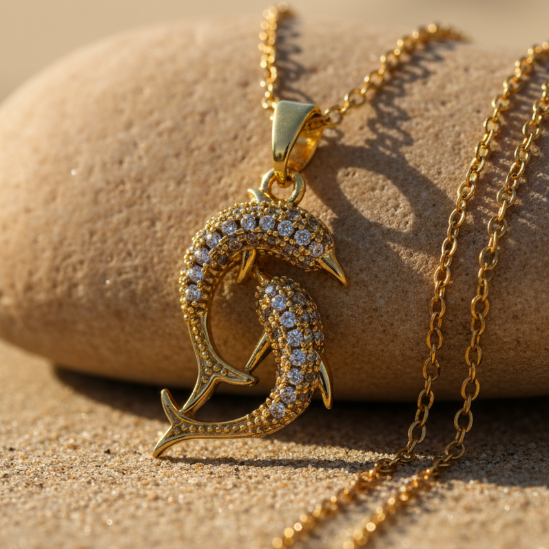 Dainty Dolphins Zircon Diamond Necklace