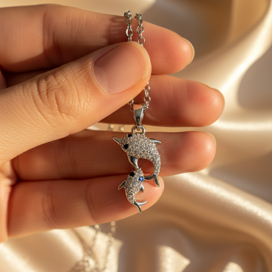 Twin Fish Zircon Diamond Necklace