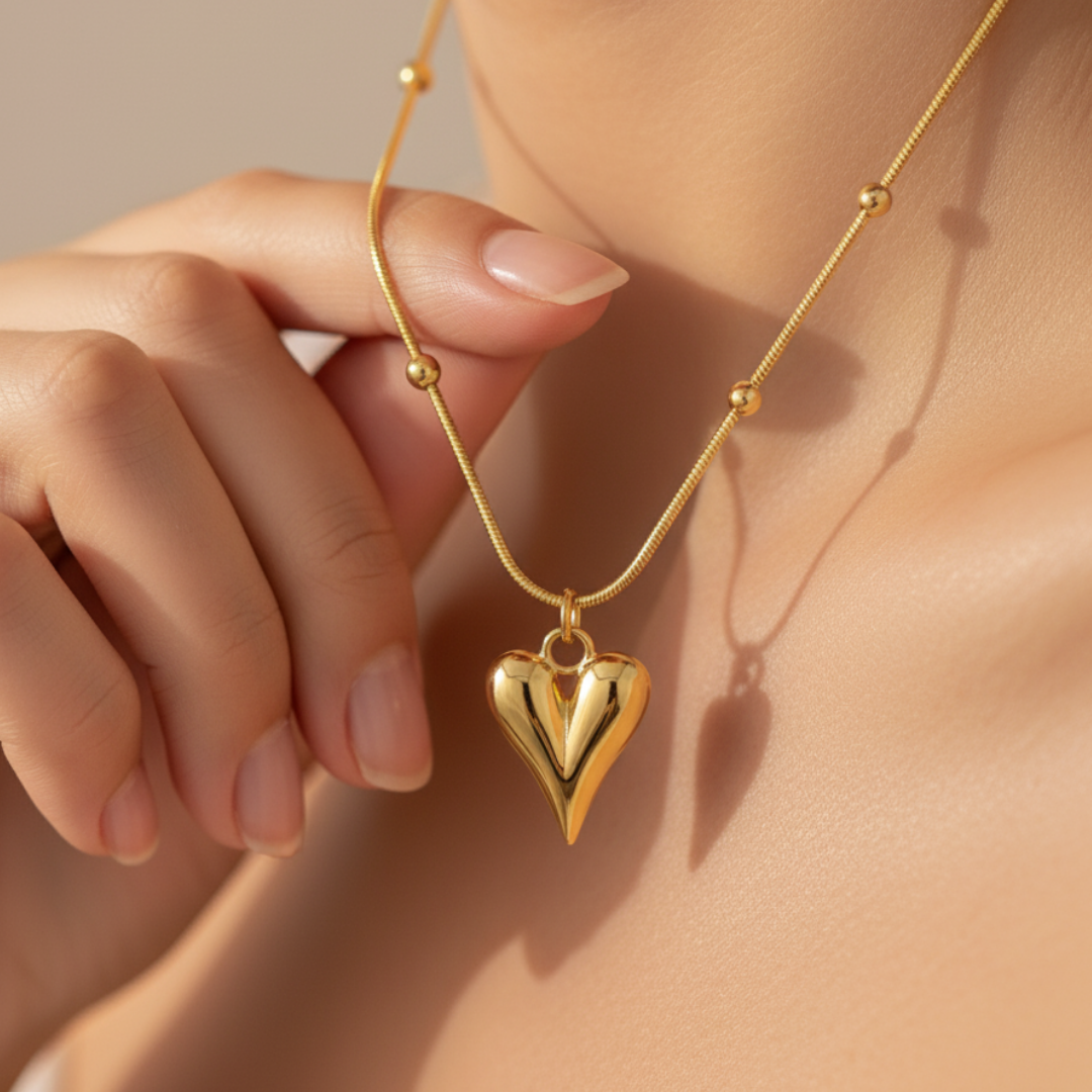 Gold Heartbeat Pendant Necklace