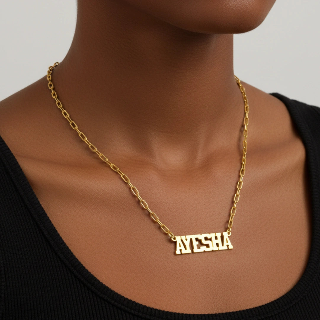 Bold Block Letter Custom Name Necklace