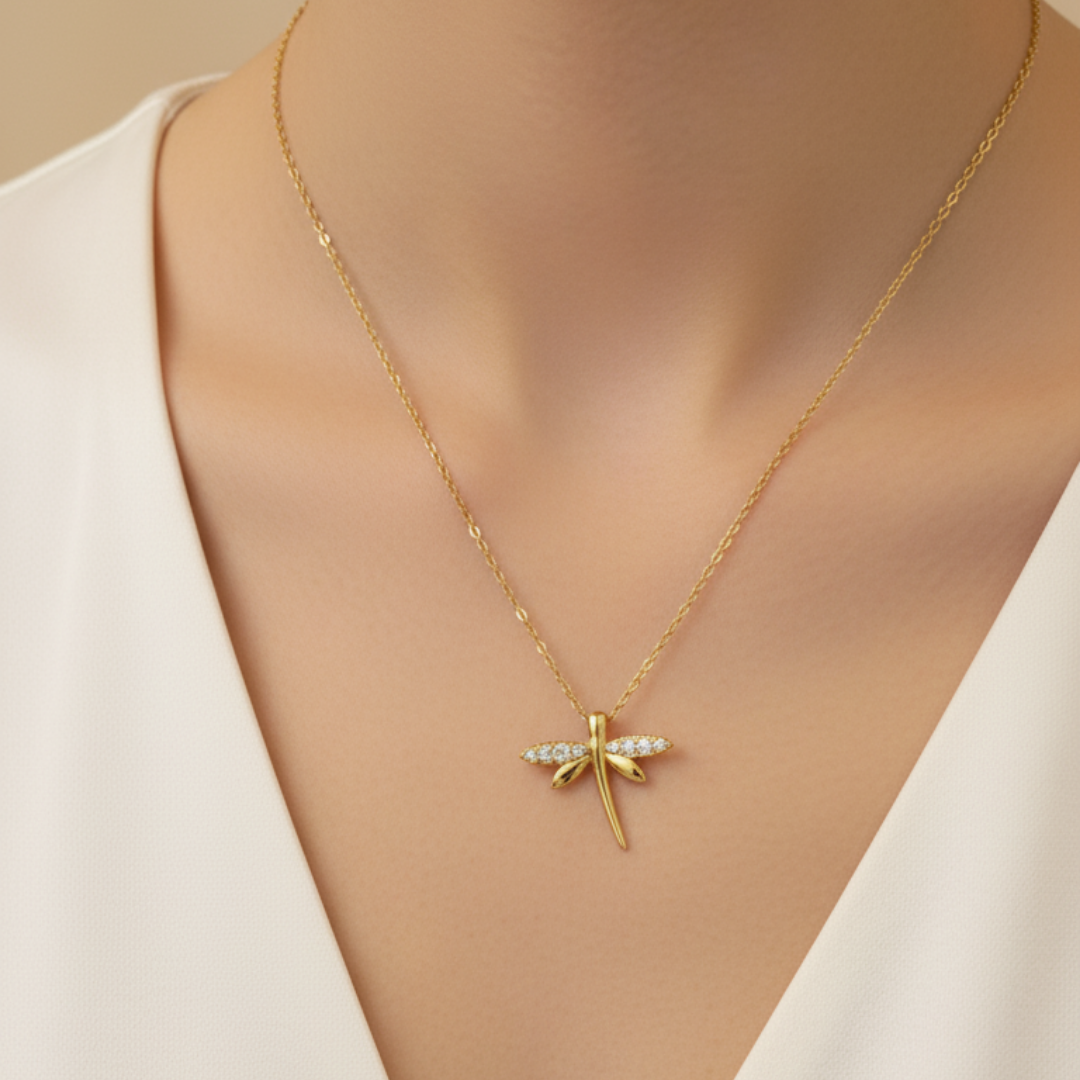 Dragonfly Zircon Diamond Necklace