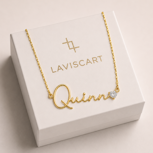 Name Necklace With Heart Crystal