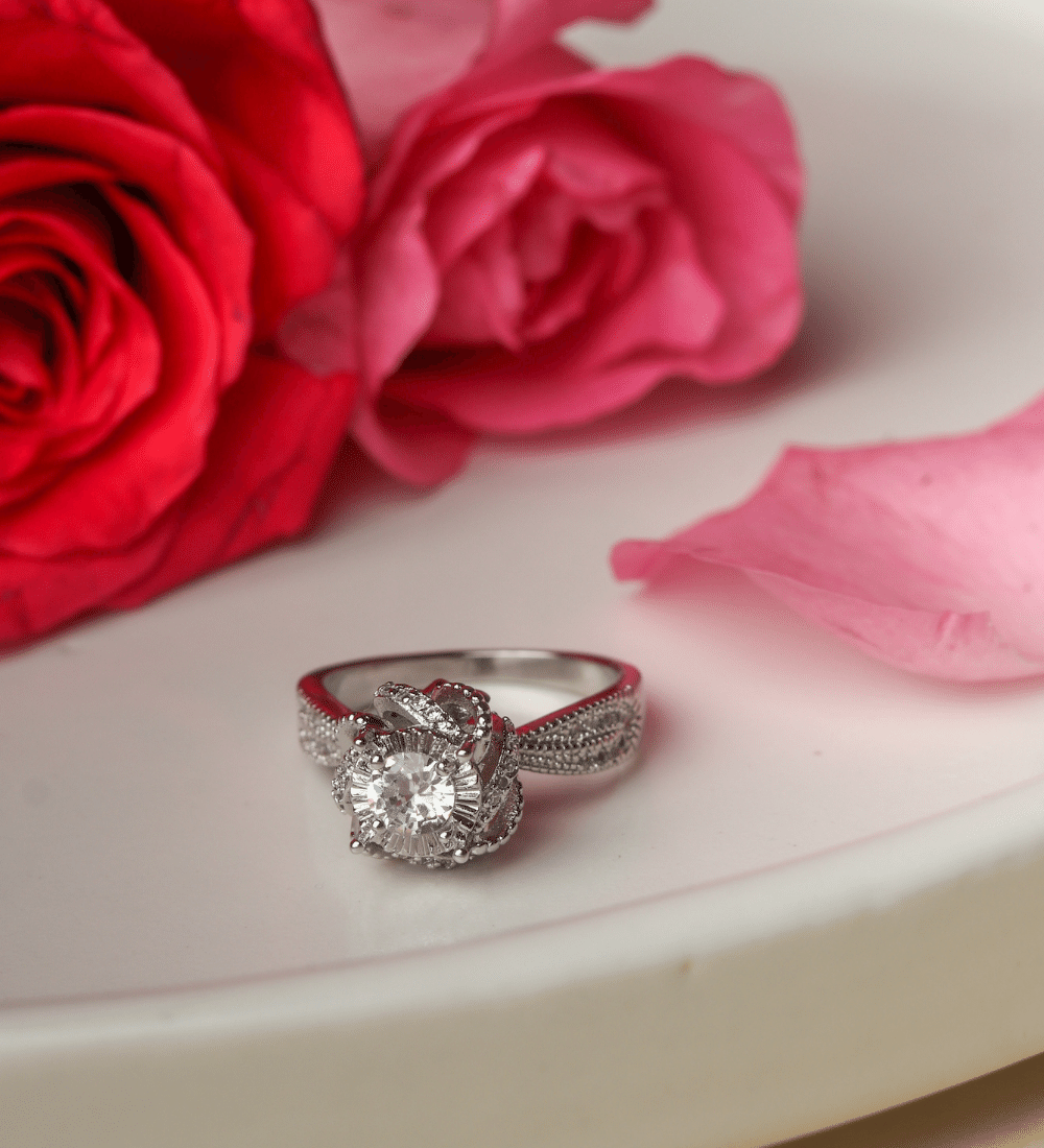 Intricate Pave Swirl Zircon Ring