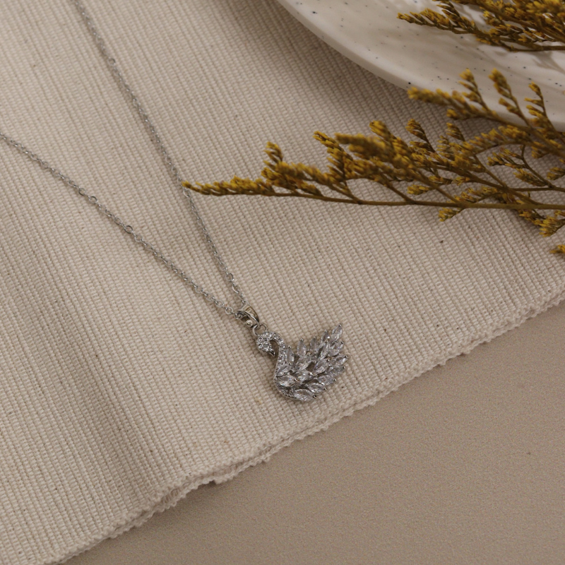 Zircon Swan Pendant Necklace