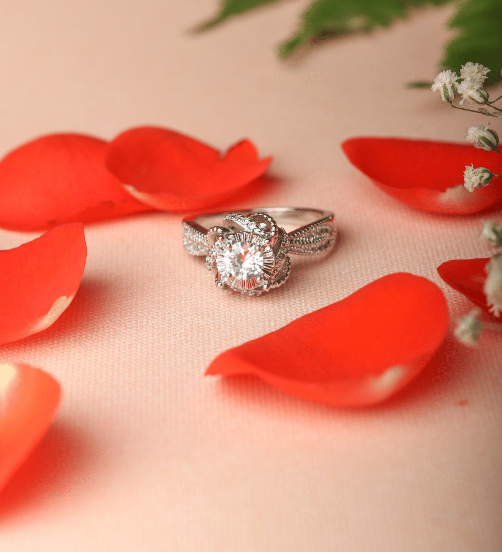 Intricate Pave Swirl Zircon Ring