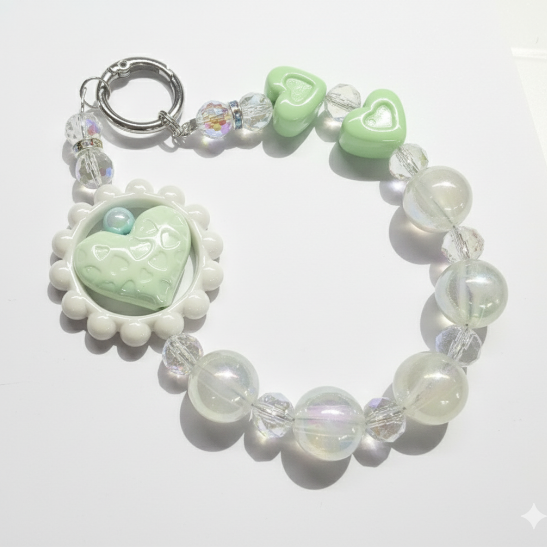 Mint Heart Daisy Charm