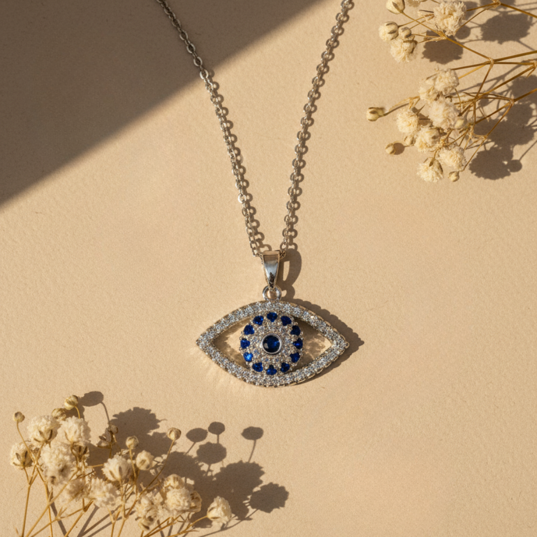 Soothing Evil Eye Zircon Diamond Necklace