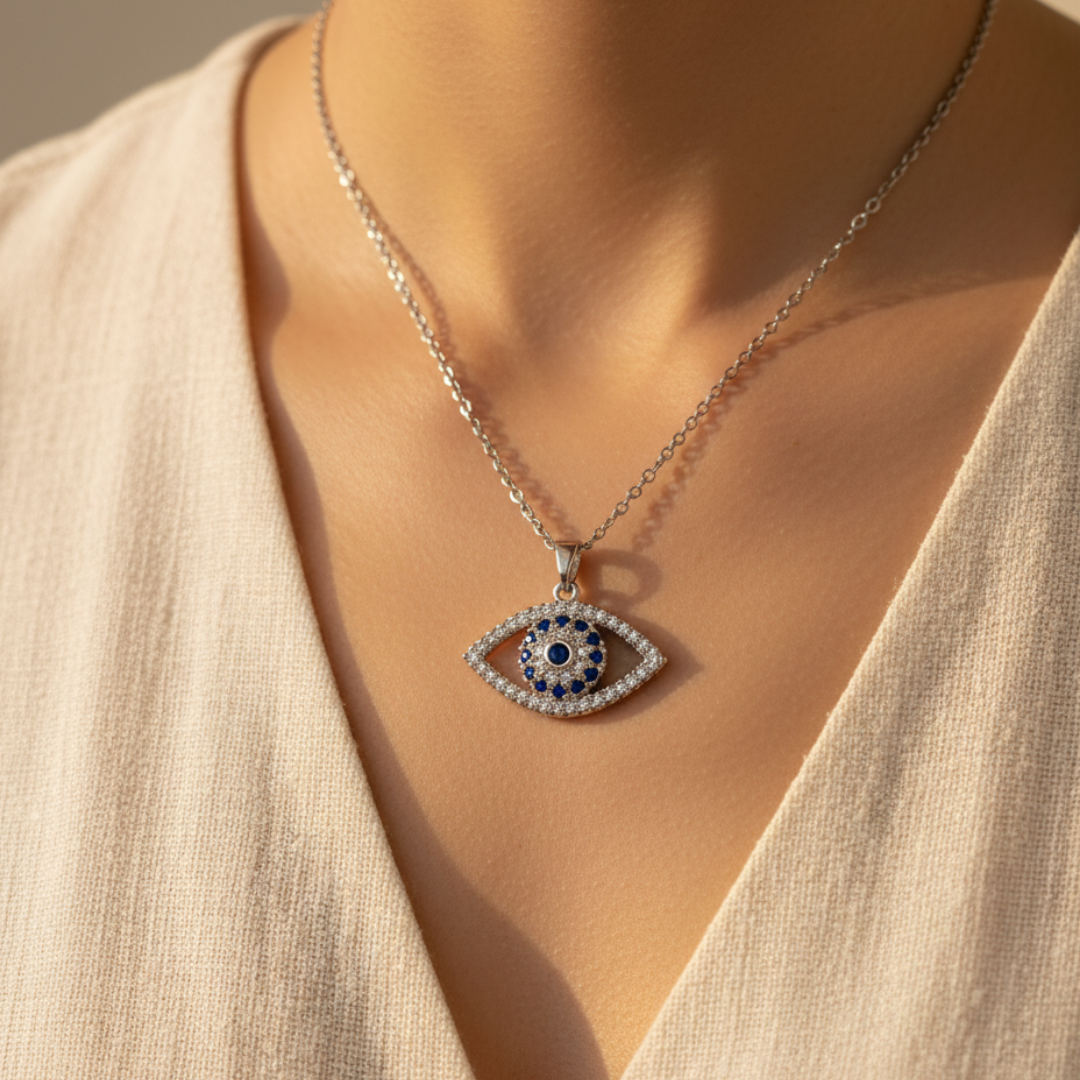 Soothing Evil Eye Zircon Diamond Necklace