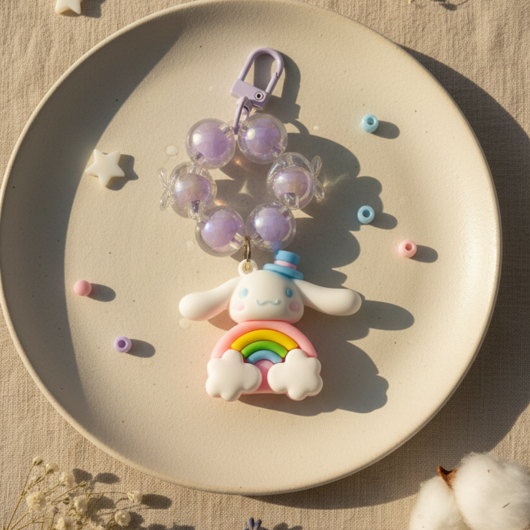 Happy Rainbow Bunny Charm
