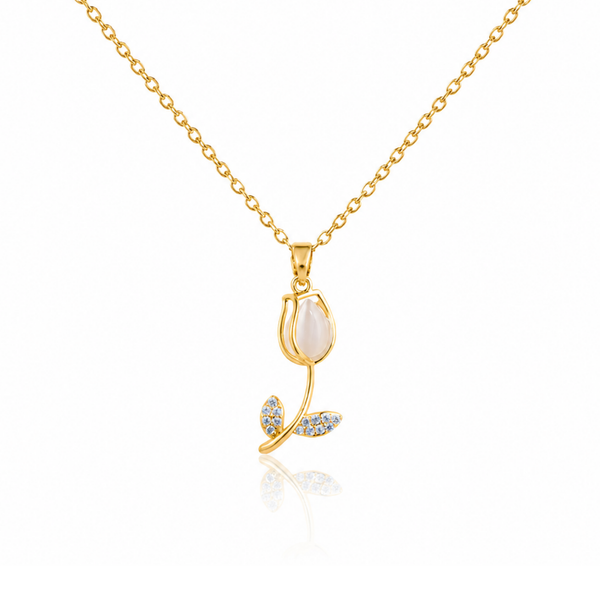 18k Gold Plated Rose Pendant Necklace