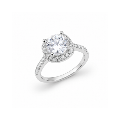 Cushion Halo Zircon Ring