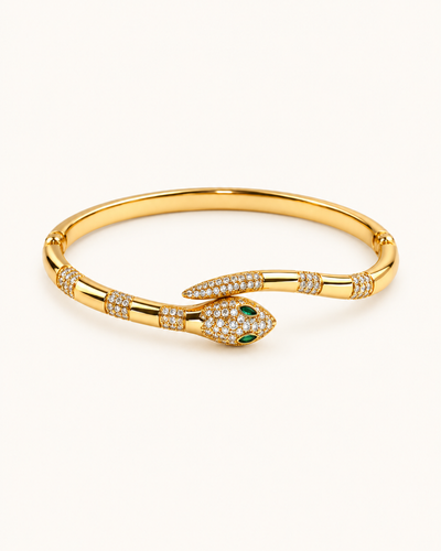 Emerald serpent Kada - 18k Gold ( Demi Fine )