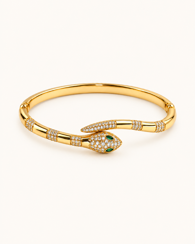 Emerald serpent Kada - 18k Gold ( Demi Fine )
