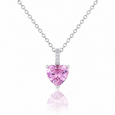 Pink Zircon Rhodium Plated Necklace