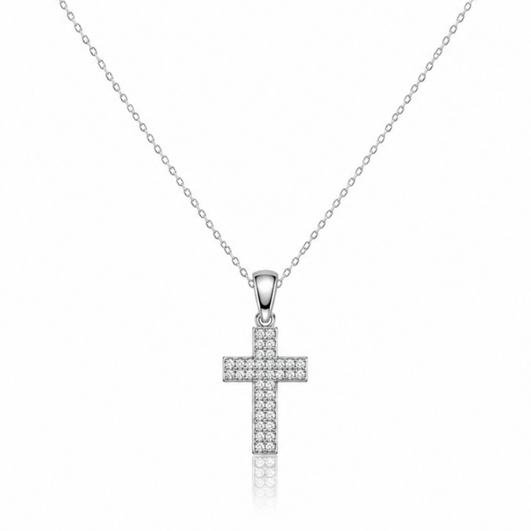 Faith Cross Zircon Diamond Studded Necklace