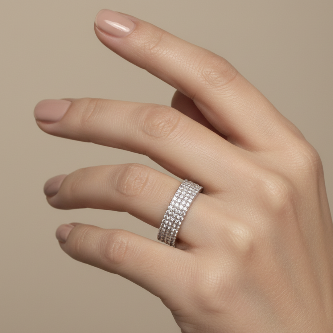 Three-Row Pave Statement Ring