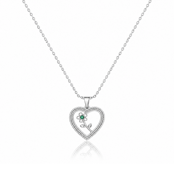 Flower Stuck Heart Necklace