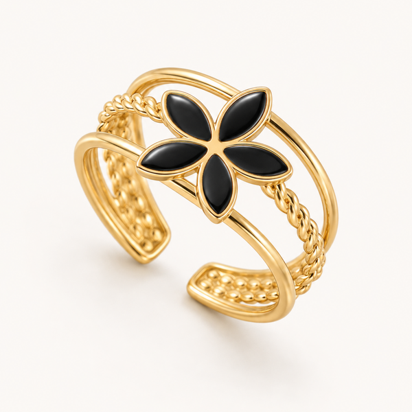Black Stone Ring - 18k Gold (Demi Fine)