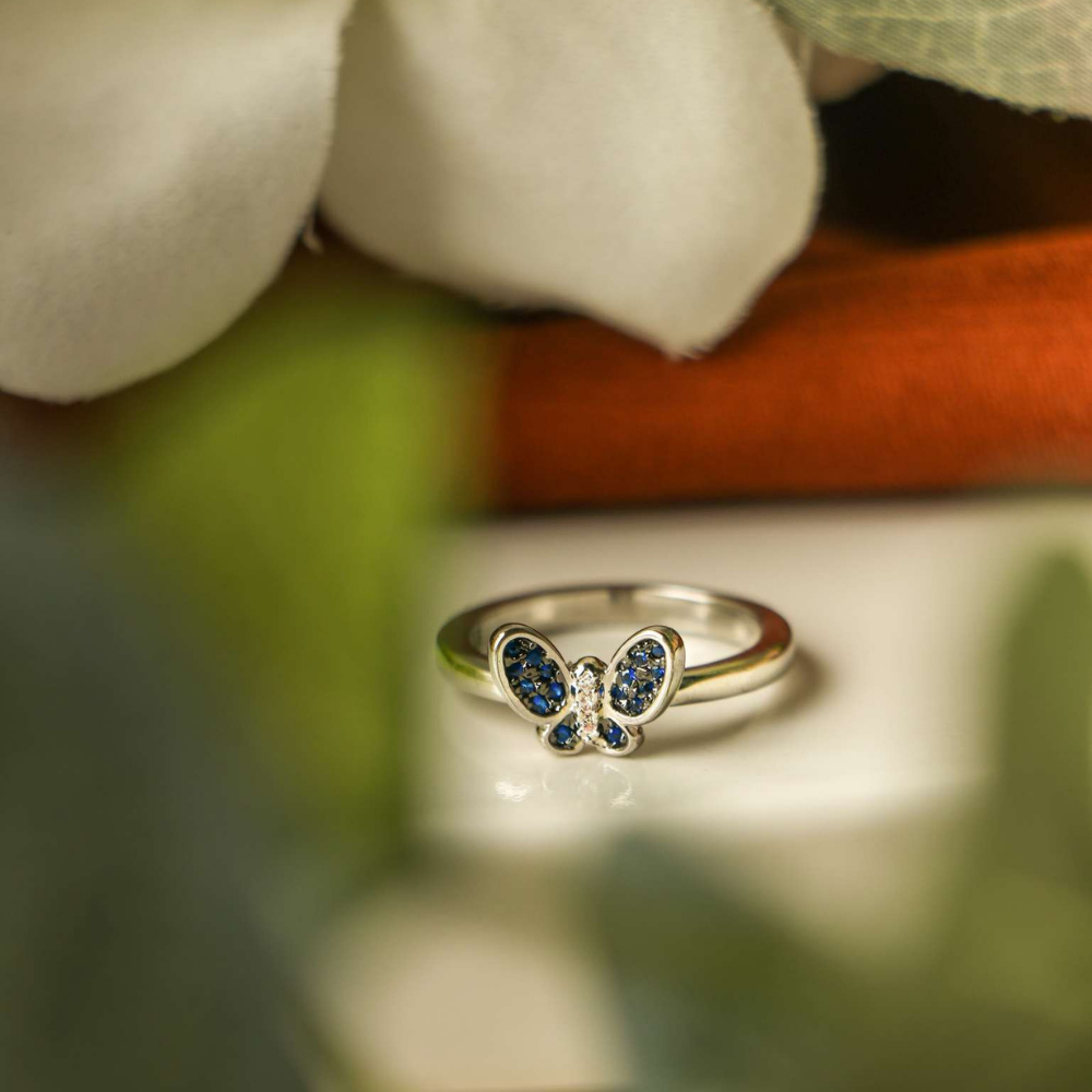 Deep Blue Butterfly Ring