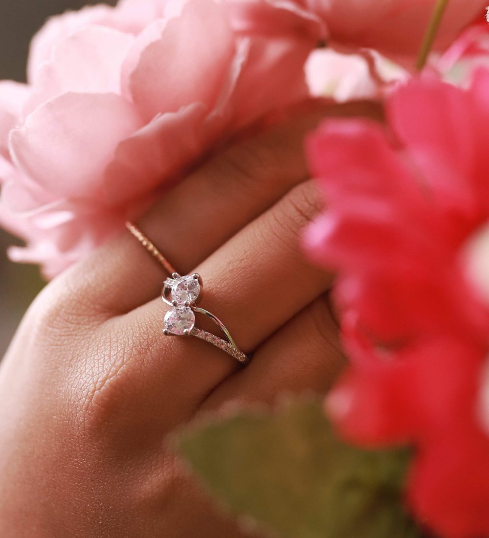 Two-Stone Bypass Zircon Ring