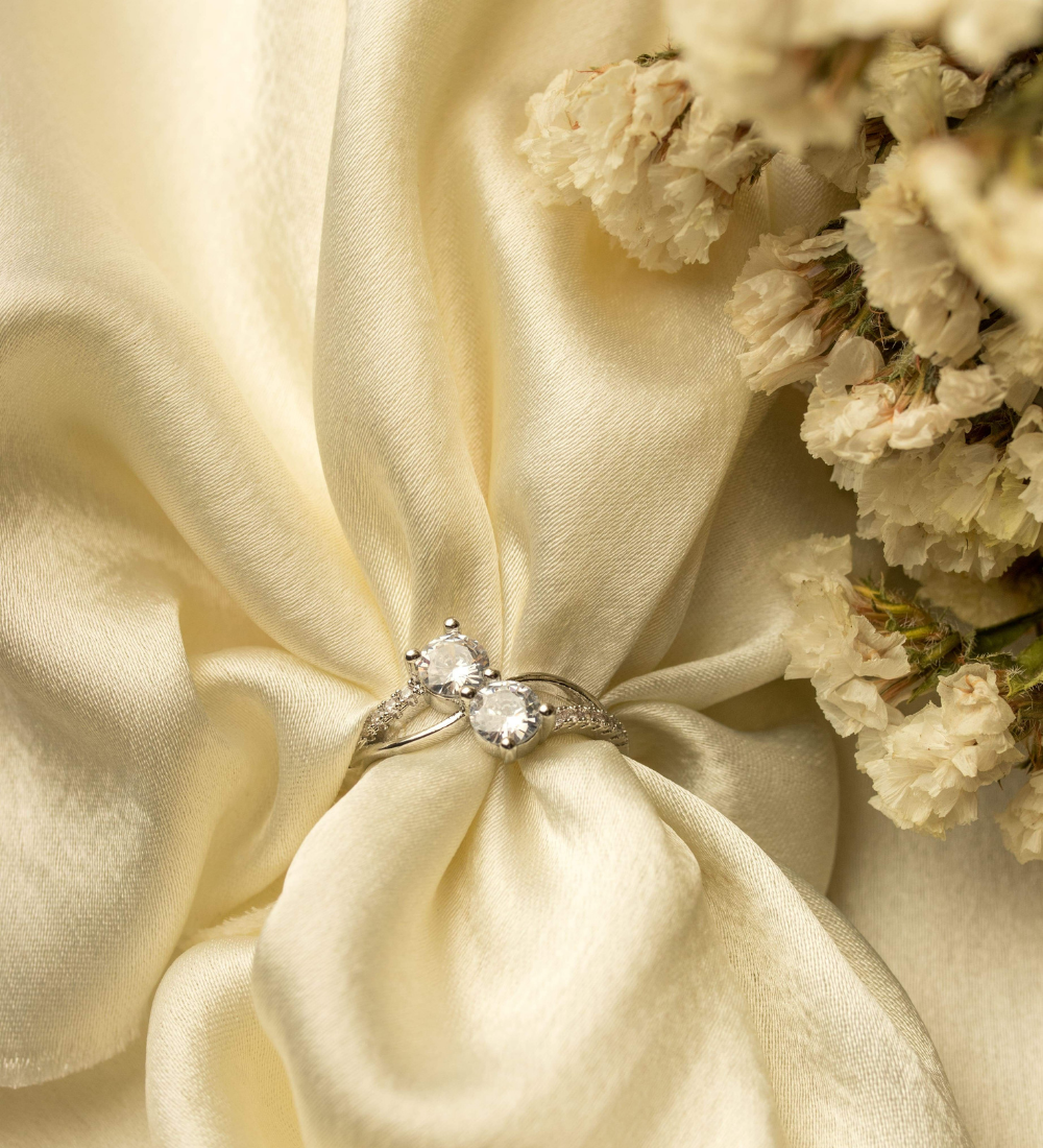 Two-Stone Bypass Zircon Ring