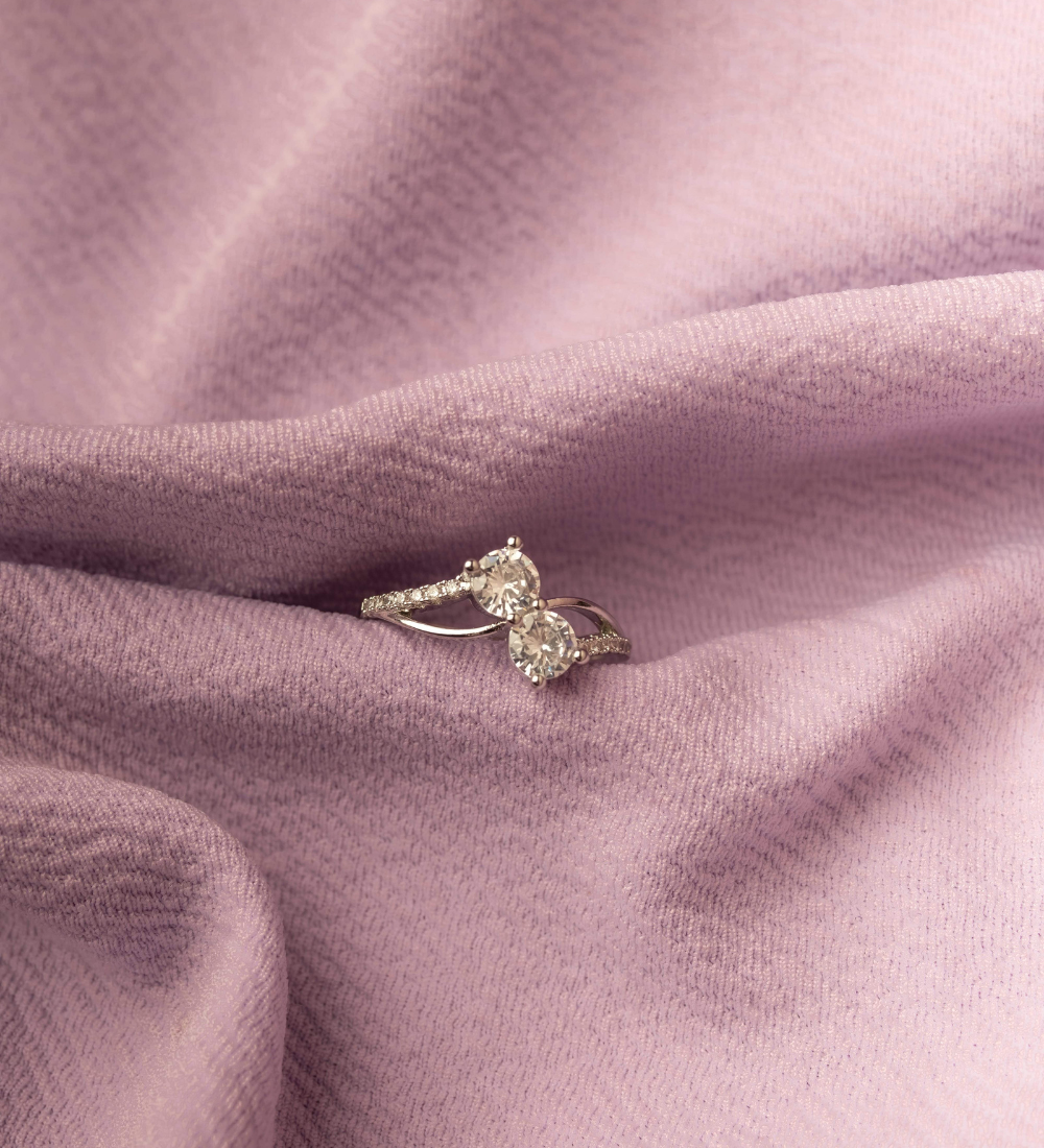Two-Stone Bypass Zircon Ring