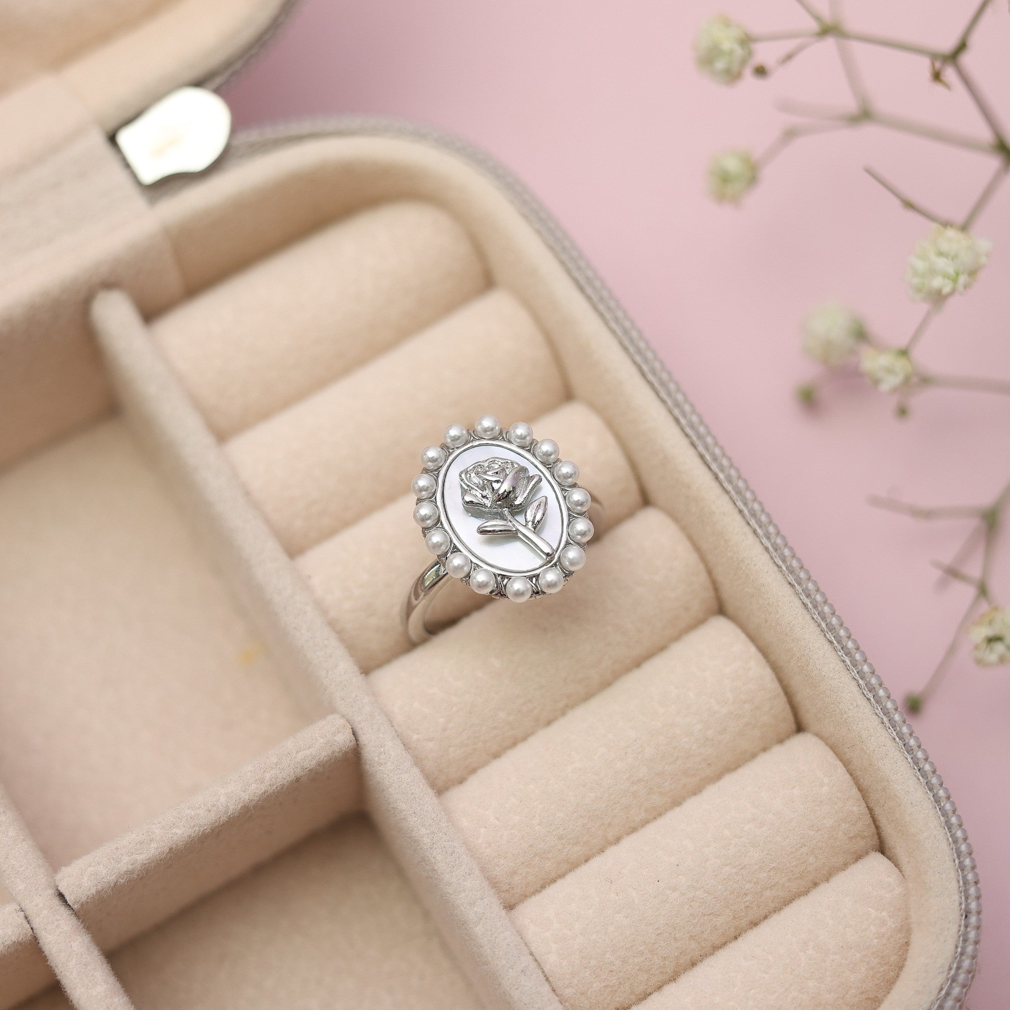 Vintage Rose Pearl Ring