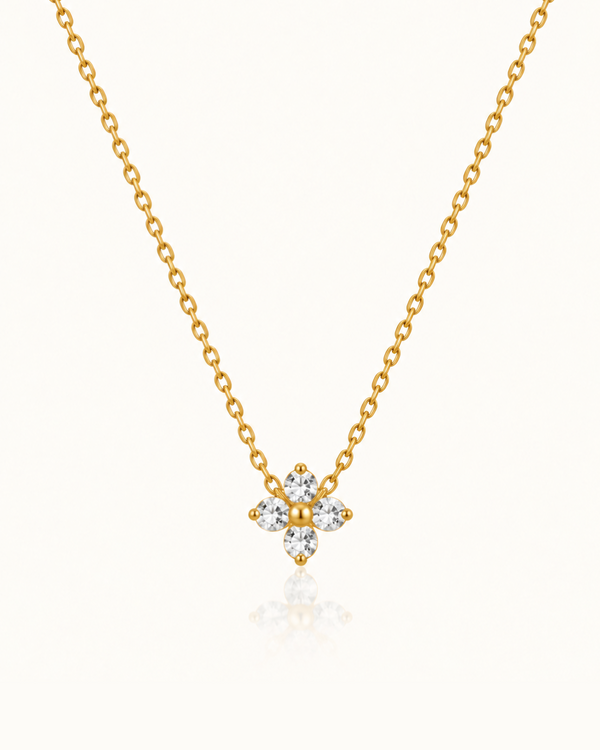 Clover Crystal Necklace - 18k Gold ( Demi Fine )