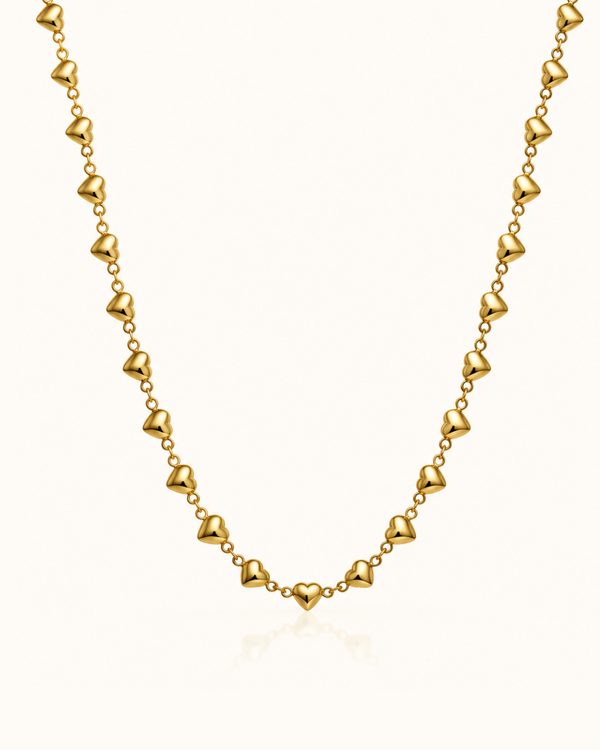 Gold Heart Link Necklace - 18k Gold ( Demi Fine )