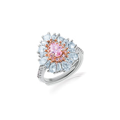 Pink Teardrop Halo Ring