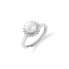 Luminous Pearl Halo Ring
