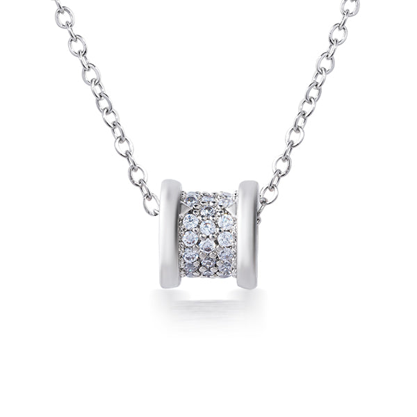 Zircon Studded Cylinder Pendant Necklace