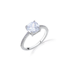 Silver Zircon Ring with Pave Band