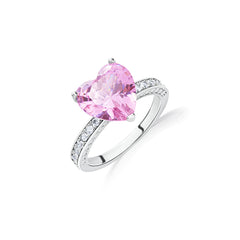 Romantic Pink Heart Zircon Ring