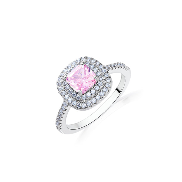 Cushion Cut Pink Zircon Ring