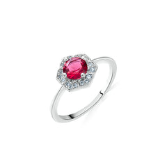 Hexagon Red Zircon Ring