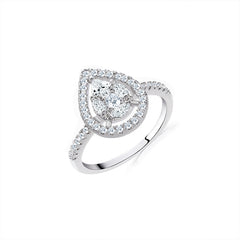 Pear Halo Bypass Zircon Ring