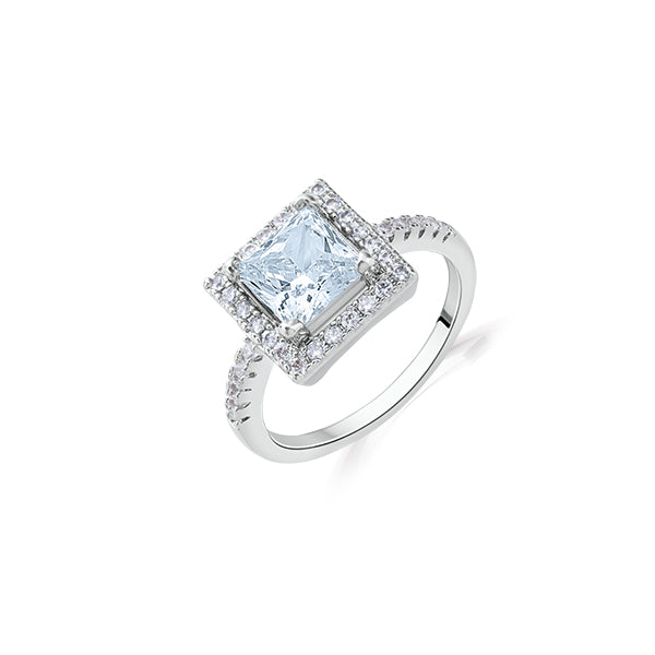 Radiant Square Halo Zircon Ring