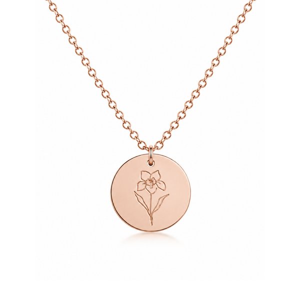18k Rose Gold Birth Flower Necklace