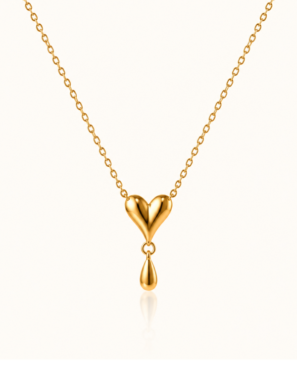 Heart Drop Necklace - 18k Gold ( Demi Fine )