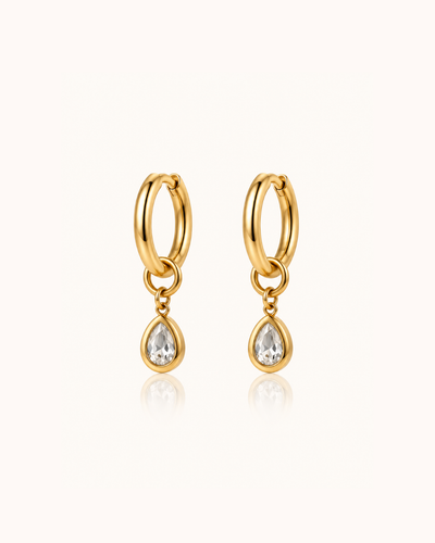 Teardrop Crystal Earrings - 18k Gold ( Demi Fine )