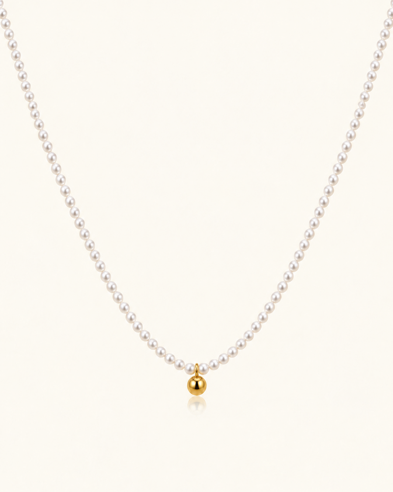 Mini Pearl Bead Necklace - 18k Gold ( Demi Fine )