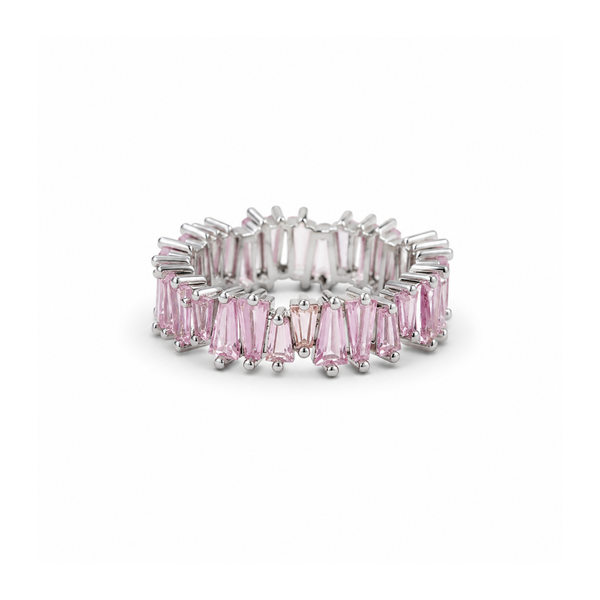 Baguette Pink Zircon Eternity Ring