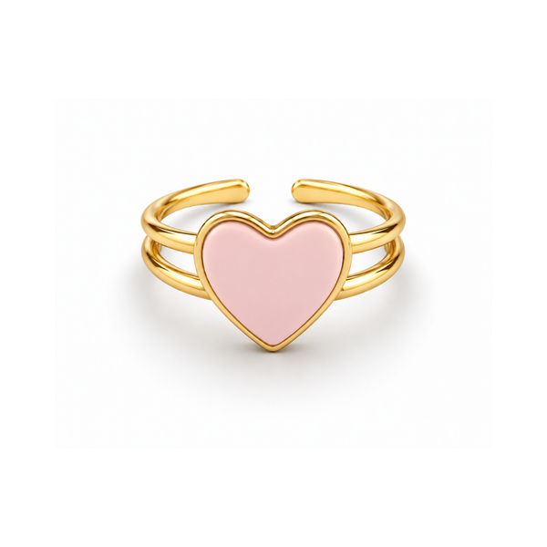 Pastel Heart Charm Ring